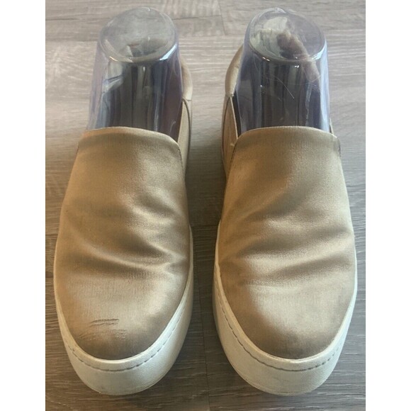 $250 Vince Champagne Satin Warren 90s Y2K Platform Slip On Sneakers Shoes Sz 7 - Picture 1 of 6